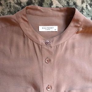 Equipment - mauve collarless silk button down